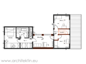 Obergeschoss: privater Bereich wird im Hinterhaus erweitert